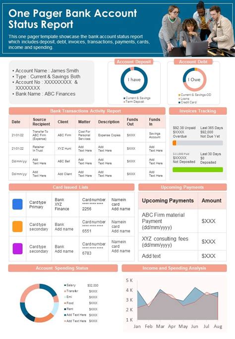 One Pager Bank Account Status Report Pdf Document Ppt Template