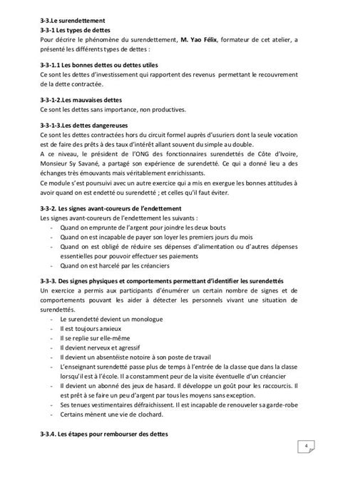 Rapport Final De Latelier De Formation En éducation Financière De La