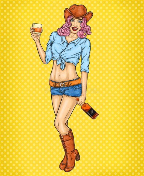 Pop Art Pin Up Illustration Of A Rodeo Girl Stock Illustration Illustration Of Country Lady