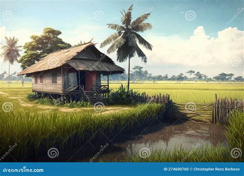 Nipa Hut Summer Coloring Page For Kids Vector Illustration