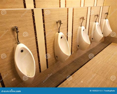 Toilet Men With Row Orderly Urine Bowls And Luxury Modern Style Stock Photo Image Of Ceramic