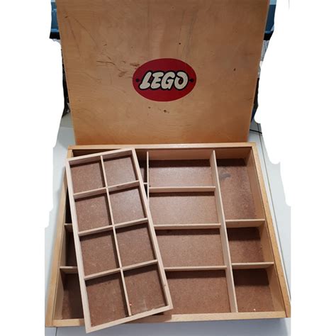 Lego Wooden Storage Box With Sliding Lid And Red Oval Lego Logo Brick