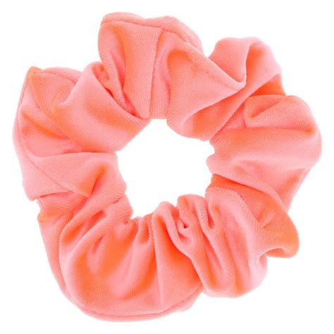 Velvet Hair Scrunchie Neon Pink Claires Us