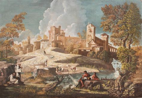Monumental 17th Century Landscape With Figures In An Arcadian Setting