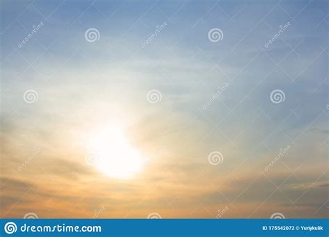 Beautiful Soft Sunset Over A Cloudy Sky Stock Photo Image Of Scenic