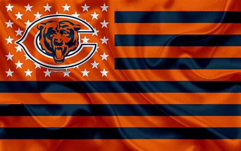 Chicago Bears American Football Team Creative American Flag Orange