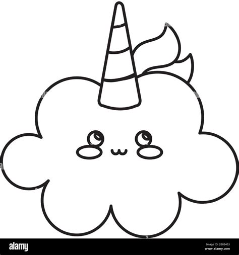 Cute Cloud Unicorn Kawaii Style Icon Stock Vector Image And Art Alamy