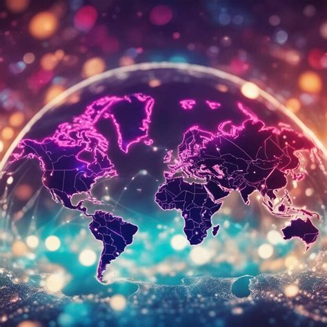 Premium Ai Image Abstract Digital World Map With Vibrant Colors