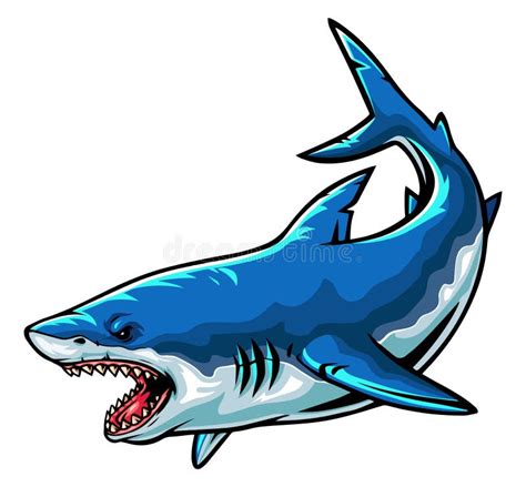 Cartoon Angry Blue Shark Mascot Stock Vector Illustration Of Fishing