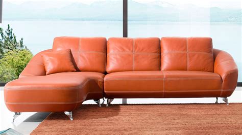 Burnt Orange Leather Sectional Sofa Baci Living Room