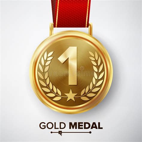 Vector De La Medalla De Oro 1ra Insignia De Oro Del Lugar Premio