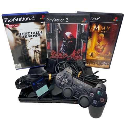 Sony Playstation 2 Slim Dark Bundle With Silent Hill 4 The Mummy