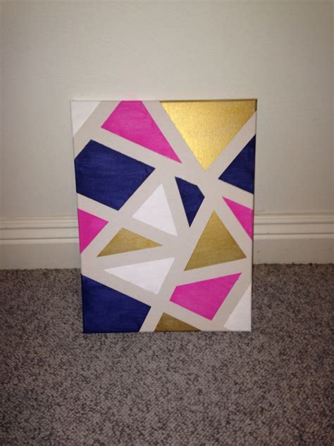 Diy Canvas Art Apply Painters Tape Randomly Around A Canvas And Paint