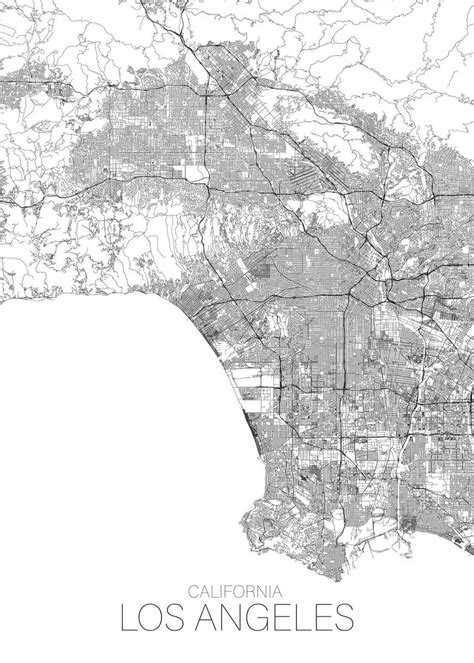 Los Angeles City Map Poster By Alfiere Displate Los Angeles Map