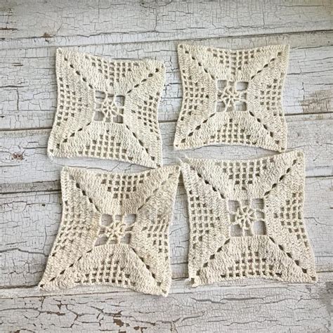 Discover makers, independent designers, and creative entrepreneurs around the world, all in one place on #etsy. Vintage Crochet Squares Ecru Cotton Crochet Blocks Set of ...