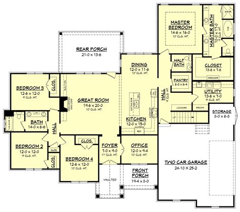 4 Bedroom Country House Plan 1 Story 25 Bath 2641 Sq Ft