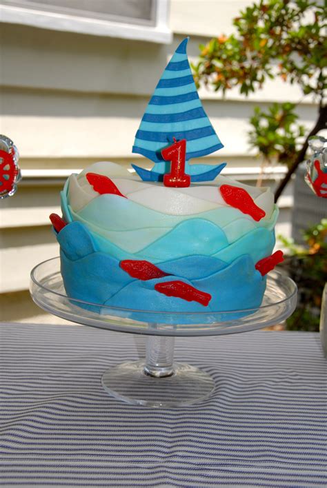 Sailboat Birthday Cake Ombré Waves Swedish Fish Party Cakes