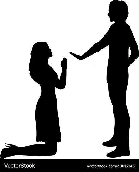 silhouette woman beg on her knees in front vector image