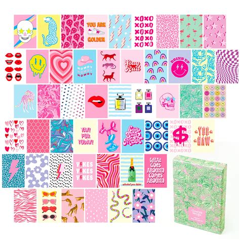 buy preppy room decor collage kit 50 pcs 4x6 inch preppy decor preppy pictures for wall