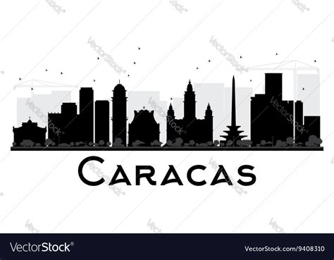 Caracas City Skyline Black And White Silhouette Vector Image