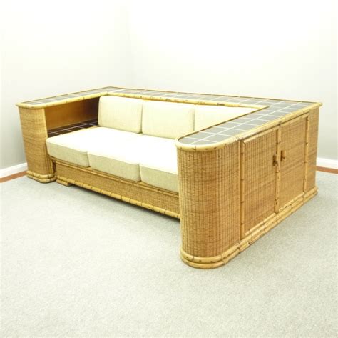 German Art Deco Rattan And Bamboo Sofa Daybed From Arco 1940s 163943