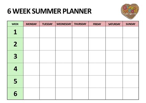 6 Week Schedule Template