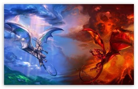 Blue And Red Fire Dragon Wallpaper Wallpaper Hd New