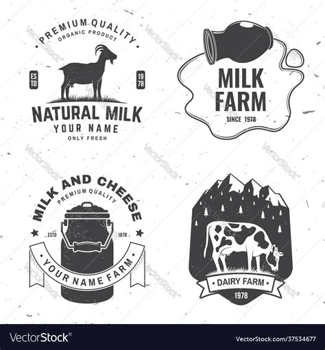 Dairy Farm Only Fresh Milk Badge Logo Royalty Free Vector