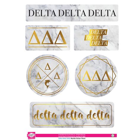 Delta Delta Delta Marble Sticker Sheet Sororityshop