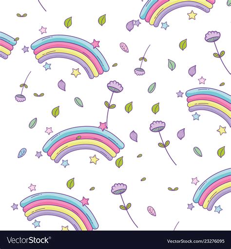 Rainbow And Flowers Background Royalty Free Vector Image