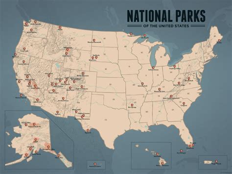 424 National Park System Units Map 24x36 Poster Best Maps Ever