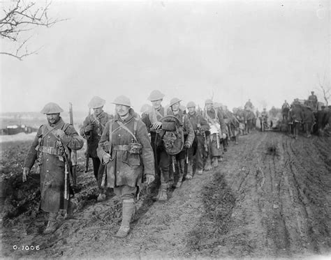 Canadian Soldiers Return From Trenches During The Battle Of The Somme