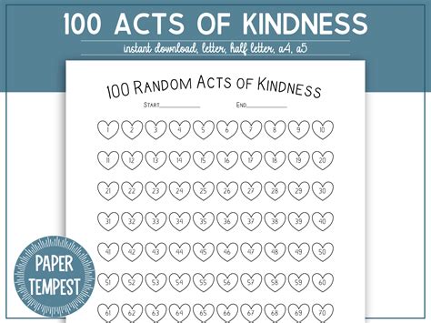 Random Acts Of Kindness Printable Tracker Acts Of Kindness Tracker