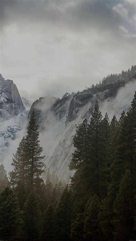 Yosemite Snow Dark Mountain Nature Android Wallpaper Android Hd