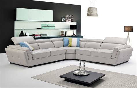 Modern Sectional Sofa Leather Light Grey Ef 566 B 
