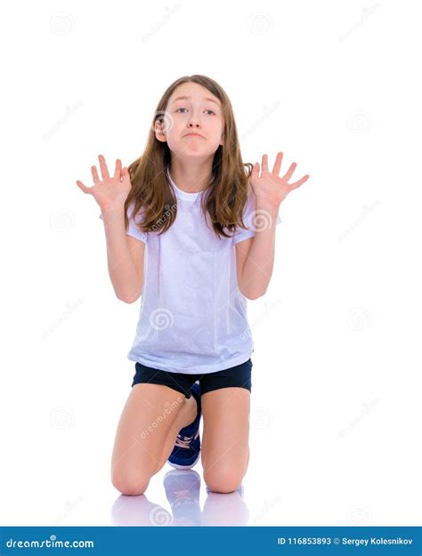 The Little Girl Is On Her Knees Stock Image Image Of Love Daughter