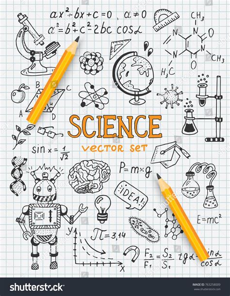Science Education Doodle Set Of Biology Mathematics Physics
