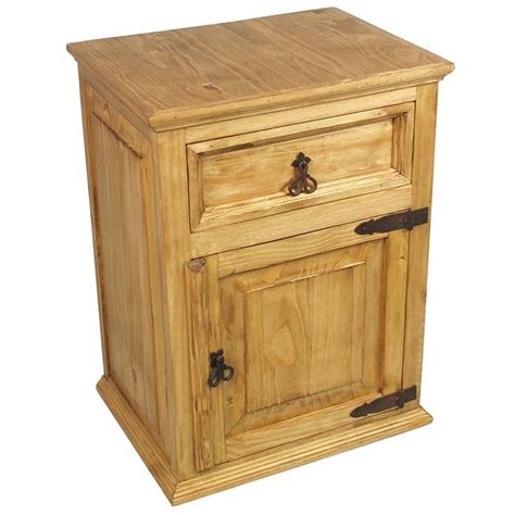 Rustic Pine Nightstand With 1 Drawer And 1 Door Mexican Rustic