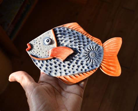 Blue Fish Handmade Ceramic Fish Fish Wall Decor Garden Decor Fish