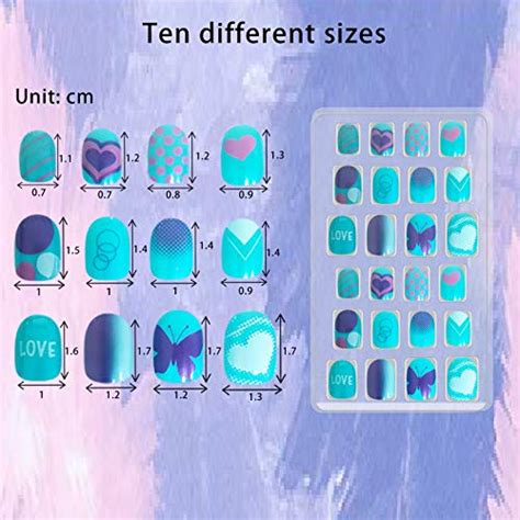 Siusio 120pcs 5 Pack Children Acrylic Fake Nails Press On Pre Glue Full