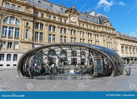 Modern Glass Entrance To Paris Saint Lazare Metro Station In Paris