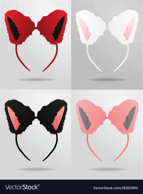 Cat Ears Mask Set Royalty Free Vector Image Vectorstock