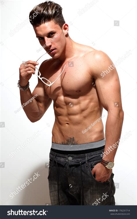 Sexy Portrait Very Muscular Shirtless Male Stock Photo 176231714