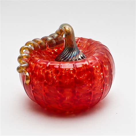 Gold Stem Pumpkin Red By Bryan Goldenberg Art Glass Sculpture