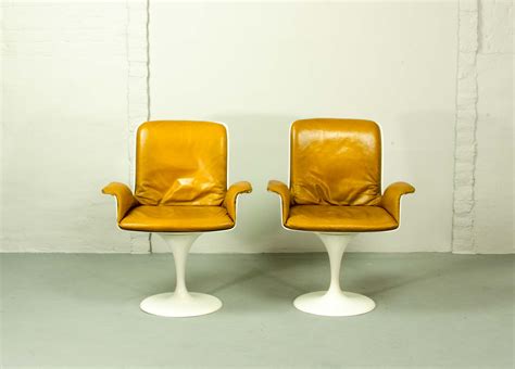 Mid Century Tulip Swivel Chairs With Armrests In Style Of Eero Saarinen
