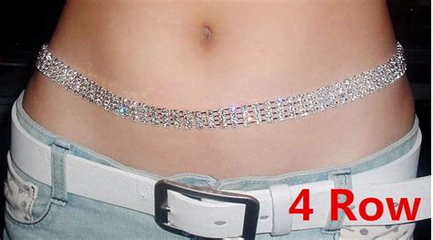 Newest 4Rows Crystal Women S Sexy Belly Waist Chain Body Jewelry