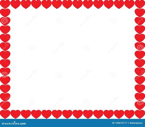 Cute Red Cartoon Hearts Love Border With Space For Text Stock