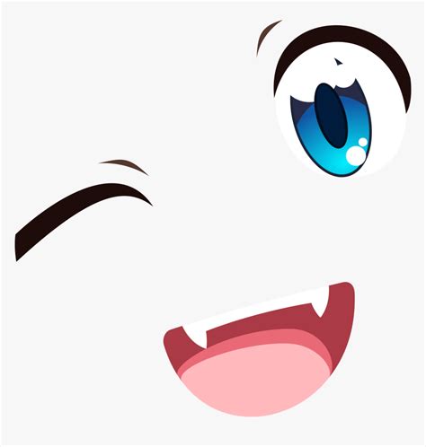 Blue Eyes Wink Smile Anime Eyes And Mouth Png Transparent Png Transparent Png Image Pngitem