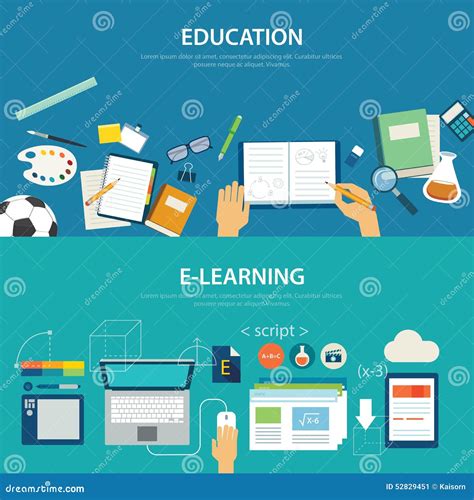Concepts Of Education And E Learning Flat Design Stock Vector