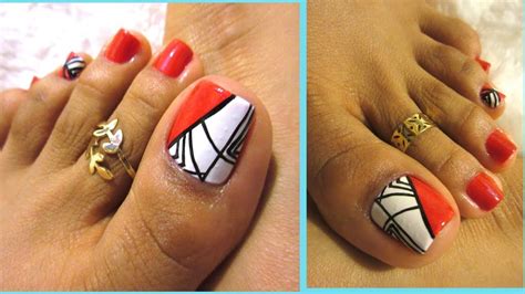 Decoración de uñas para pies mariquita y flor♥ flower nail art. Beautiful Decoracion De Unas De Pies Color Rojo ...